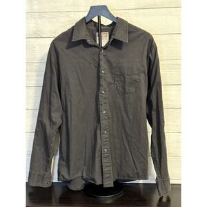 Wrangler Men's Button Up Shirt Large Soft Black Long Sleeve Cotton